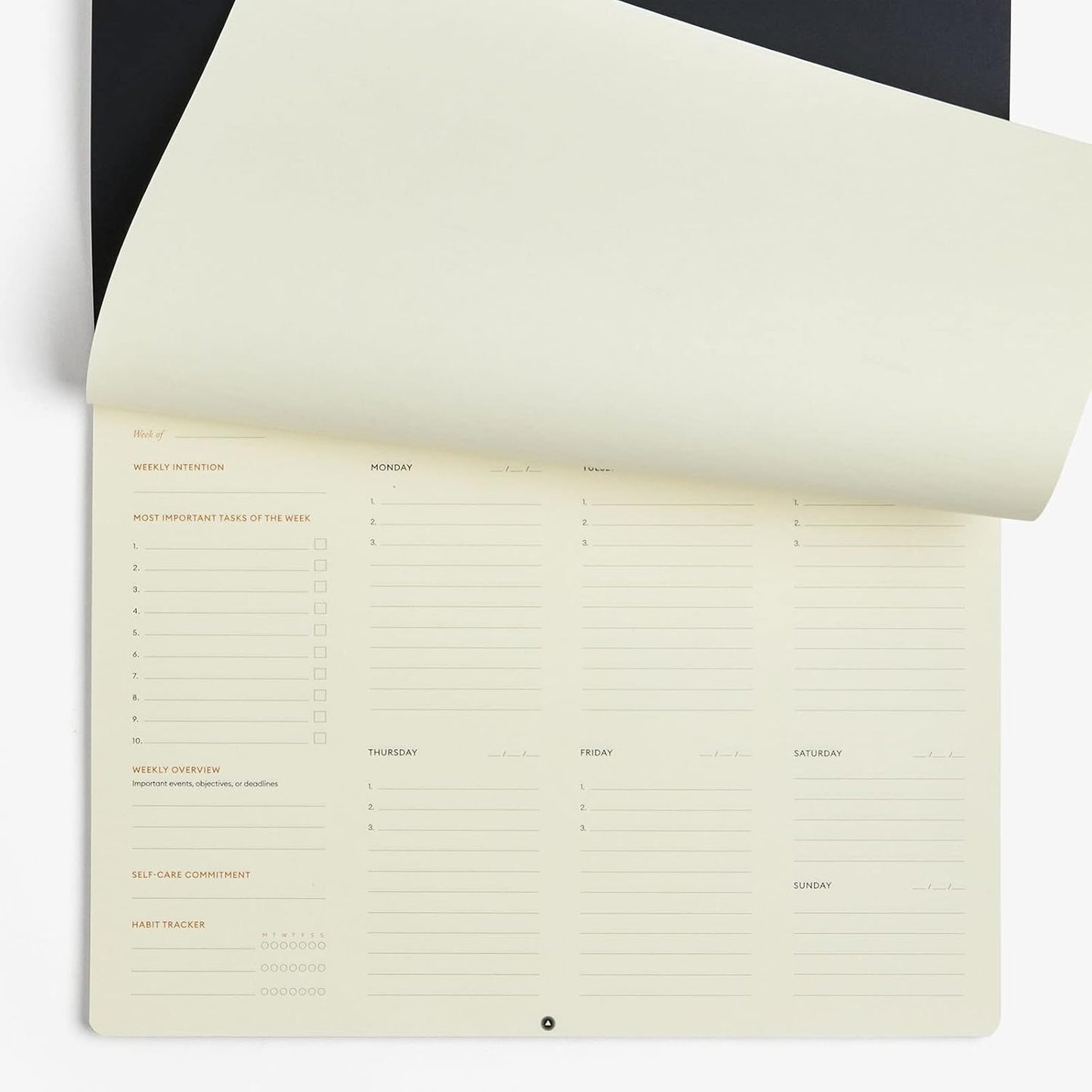 Intelligent Change - Weekly Desk Pad, 1-Year Productivity Planner, Tear-Out Deskpad for to-Do List, Productivity Tools for Time Management and Mindfulness, A4 Size, Black