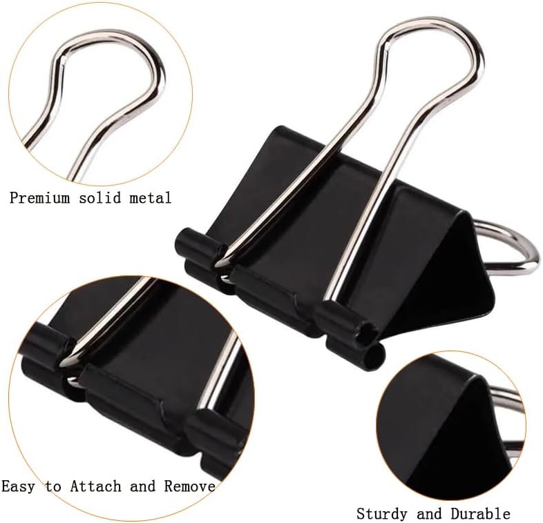 Extra Large Binder Clips 3 inch super big Binder Clips 6 Pack Big Metal Paper Clamps Black (3 Inch)