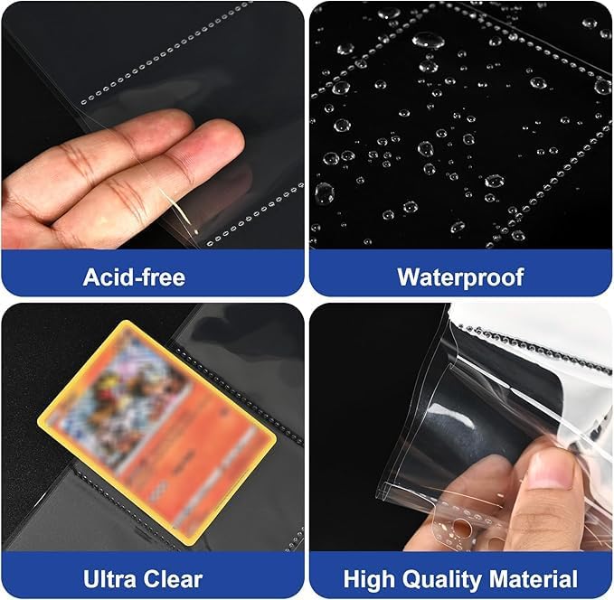 200 Pack 9 Pocket Double Side Card Sleeves Binder Sheets, Holds 3600 Cards, Trading Card Binder Sleeves for 3 Ring Binder, Card Sleeve Pages for Baseball, Football, Business, TCG, Kpop Cards