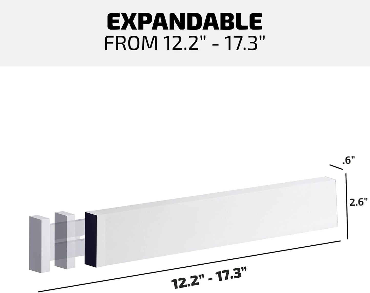 4 Pack Drawer Divider - Bamboo 2.6" High, 12.5-17" Adjustable Drawer Organizers for Clothes, Expandable Dresser Separators in Bedroom/Bathroom/Kitchen/Office Organization and Storage (Grey)