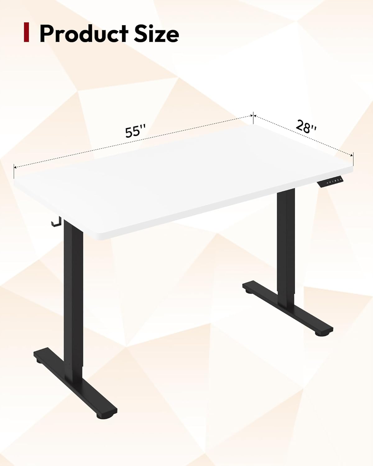 SANODESK Electric Standing Desk 55 x 28 Inches Whole-Piece Desktop Height Adjustable Stand Up Desk w/6-Button Controller Ergonomic Computer Desk for Home Office, Black Frame + White Tabletop