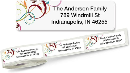 Colorful Images Fantasia Rolled Personalized Return Address Mailing Labels with Dispenser, Customize with Name & Shipping Address, 500 ¾” x 2½” Self Adhesive, Easy Peel Label Roll