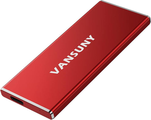 Vansuny 1TB Portable External SSD, USB 3.1 Gen2 540MB/s High-Speed Data ssd External Hard Drive USB C, Metal Mini Portable External Solid State Drive, Red