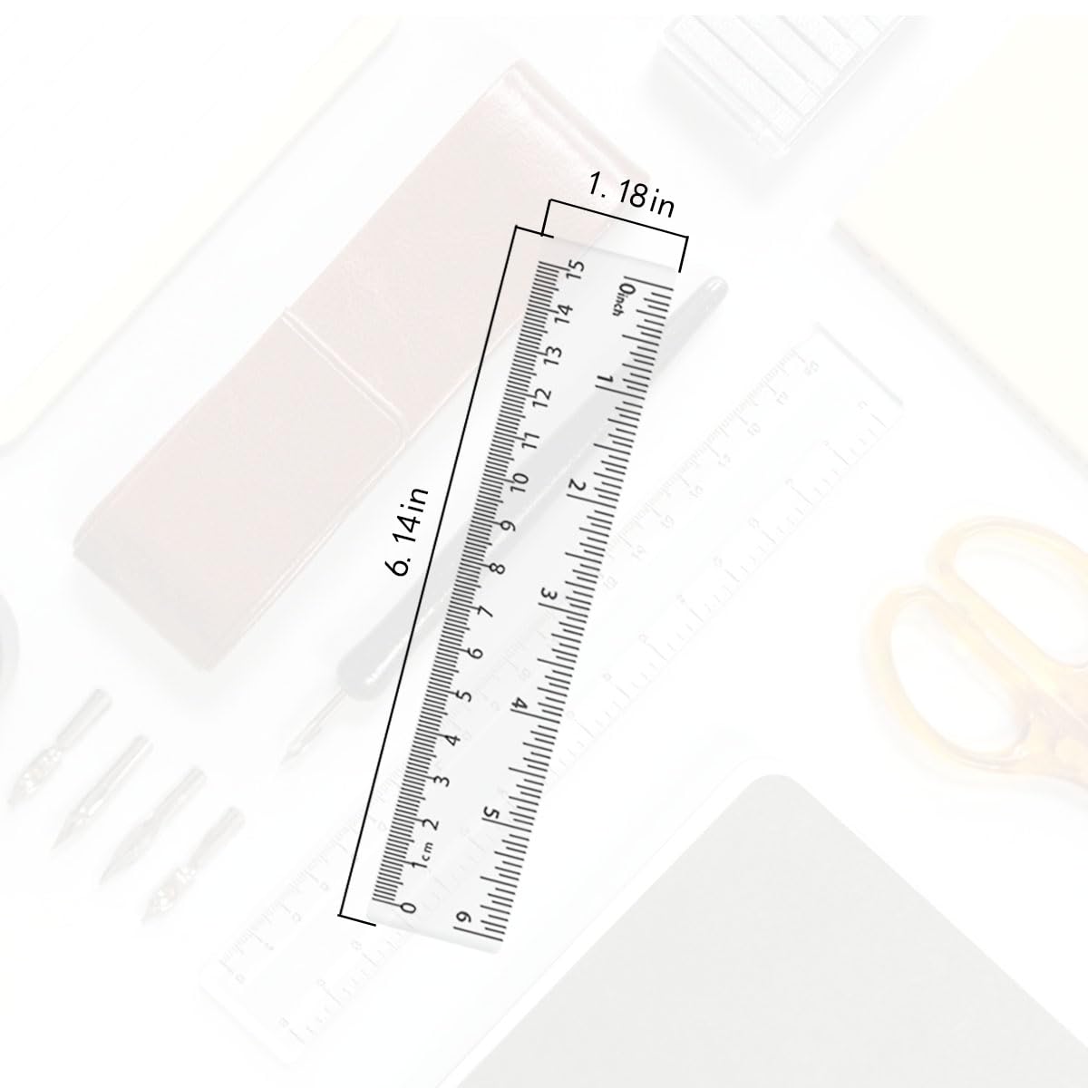 4 Pack Clear Plastic Straight Rulers, Clear Ruler Bulk, Transparent Ruler with Centimeters and Inches, for Class, Office (6 inch)