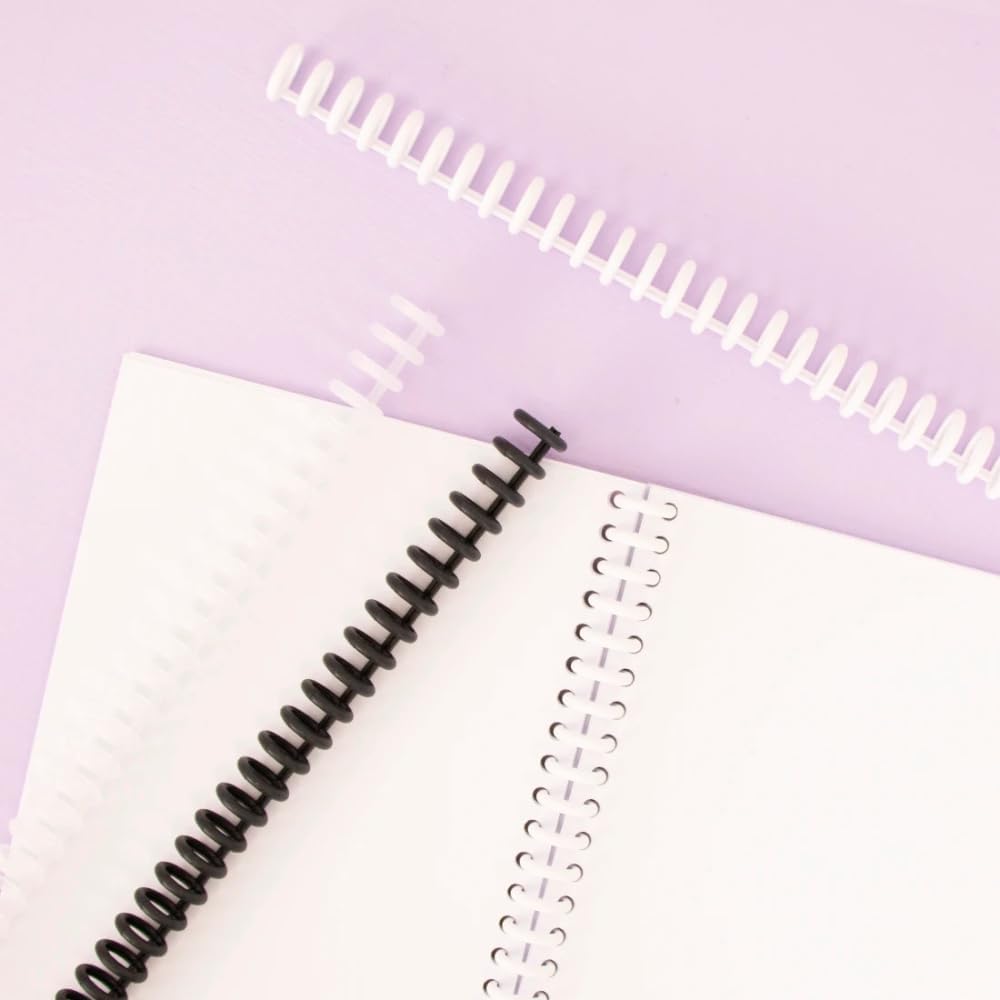 Craftelier - 30 Holes Binding Machine for Planners - A4, A5, A6, A7 and US Letter Size Formats - with 6 Spines of Black and White Tones - 5 Sheet Capacity Punch for Notebooks Making and Scrapbooking