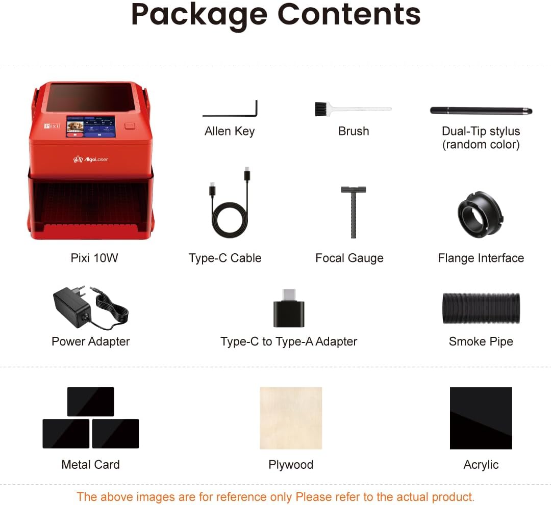 AlgoLaser 10W Laser Engraver Machine: Portable & Smart with 3.5" Touch Screen, Hand Drawing/Wireless/SD Card/Offline Engraving, AlgoOS 2.0 Self Developed System for Wood, Acrylic, Leather