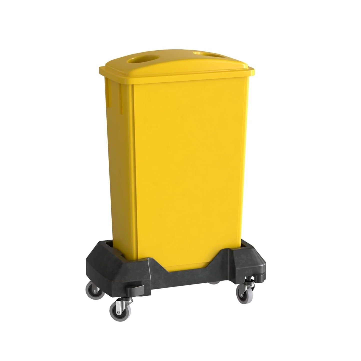 23 Gallon Yellow Slim Jim Trash Can with Bottle Lid and Dolly