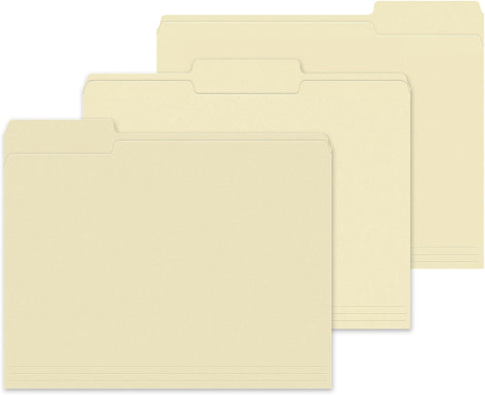 File Folders,IntoJoy 120 Pack Colored File Folder Letter Size, 1/3 Cut Tab Filing Folders for Office School Business File Document Organization,Manila