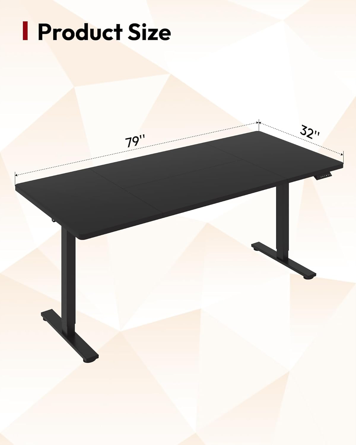 SANODESK Electric Standing Desk 79 x 32 Inches Height Adjustable Stand Up w/6-Button Ergonomic Computer Desk with Splice Board for Home Office, Black Frame + Black Tabletop