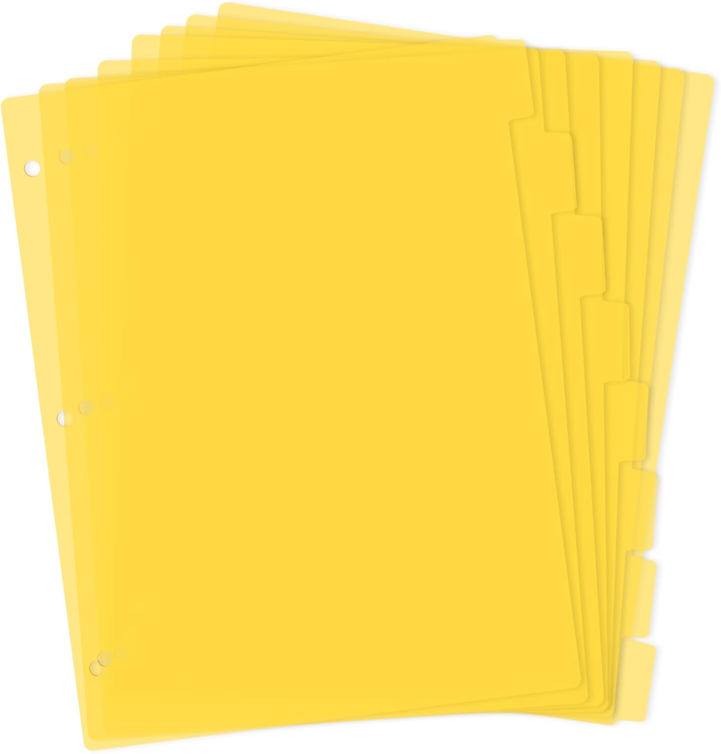 3 Ring Yellow Binder Dividers with 8-Tabs, A4 Blue Binder Dividers, Sturdy Plastic Divider, Aesthetic Divider for Binders, Suitable for Notebooks and Binders, 3 Hole Punch