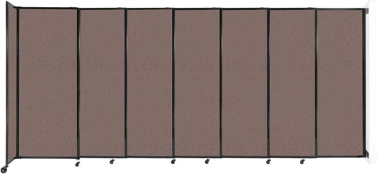 Wall-Mounted Sliding StraightWall Room Divider | Adjustable Widths | Locking Wheels | Room Separator | Up to 15'6" Wide x 6'10" Tall Latte Fabric Panels