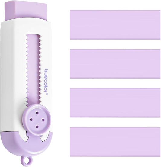 Retractable Eraser, Erasers for Pencils - 4+1 Pack Rubber Erasers - Pencil Eraser with Plastic Sleeve 4 Refill Eraser (Purple)