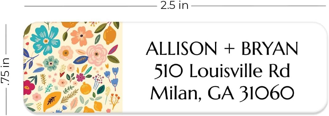 Multi-Floral Print Rolled Address Labels / 500 Personalized Return Address Labels/Designer Address Stickers in Elegant Plastic Dispenser
