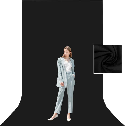 BEIYANG 5 Ft x10 Ft Photography Black Backdrop, Black Background Non-Reflective Fabric, Wrinkle Resistance Photo Background for Chromakey Photo Studio Video Shooting