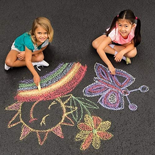 S&S Worldwide Giant Box of Jumbo Sidewalk Chalk, 126 Pieces, 9 Colors - Bulk Set Color Splash Outdoor Colored Chalk for Kids and Toddlers Ages 3+, Non-Toxic