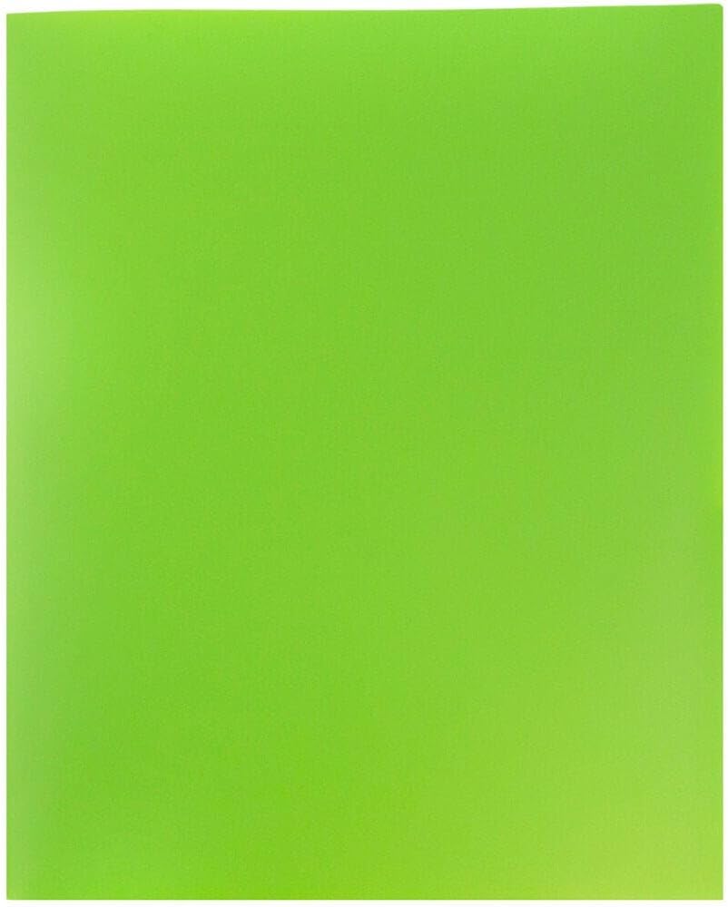 JAM PAPER Plastic 2 Pocket POP Folders - Durable School Folders - Lime Green - Bulk 144/Box
