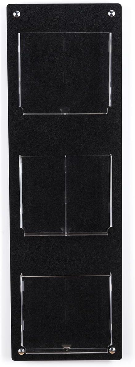 Displays2go Tiered Magazine Holder for Wall, 3-6 Adjustable Pockets, Frameless Acrylic - Black (2RP3BLK)