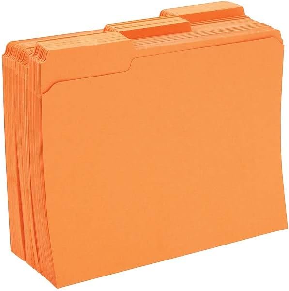Staples 508929 Colored File Folders w/Reinforced Tabs Letter 3 Tab Orange 100/BX
