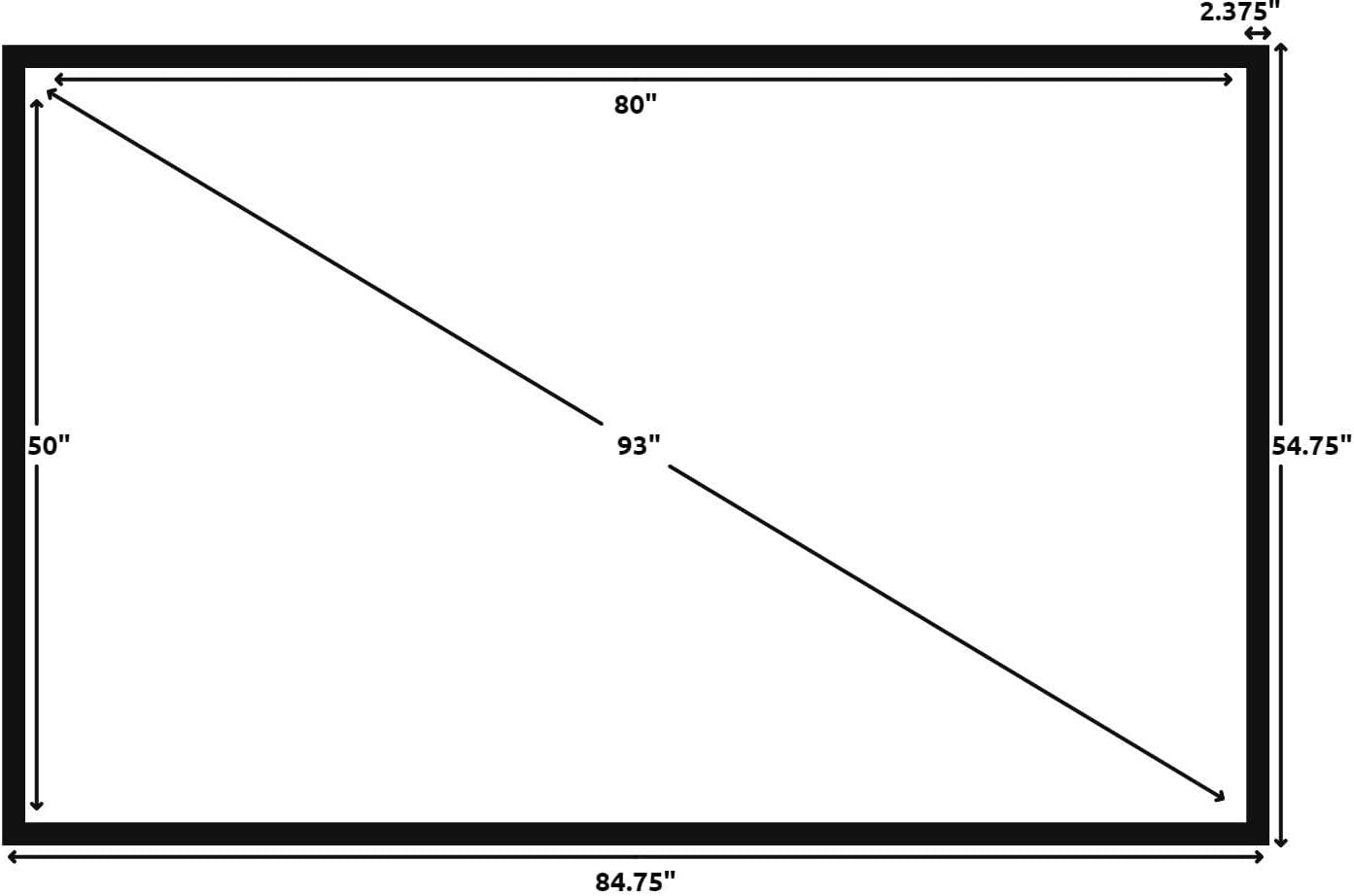 Silver Ticket Products STR Series 6 Piece Home Theater Fixed Frame 4K / 8K Ultra HD, HDTV, HDR & Active 3D Movie Projection Screen, 16:10 Format, 93" Diagonal, White Material STR-161093