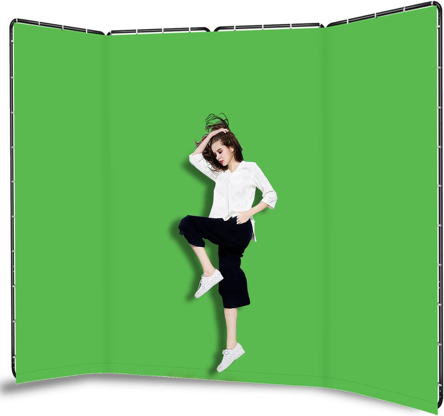 7.87ft x 13.12ft Green Screen Backdrop with Stand, Large Collapsible Green Backdrop with Heavy Duty Stand for Parties, Photography, Video Shooting, Live Streaming, Gaming