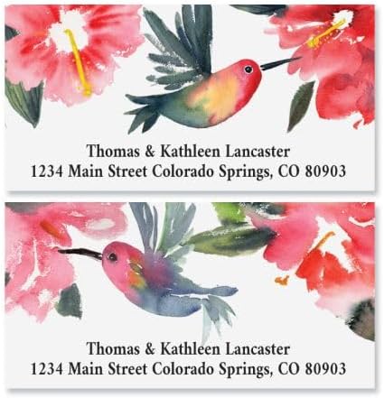 Spring Humming Personalized Deluxe Address Labels - Set of 144 (2 Designs), Self-Adhesive, Large Flat-Sheet Select Labels