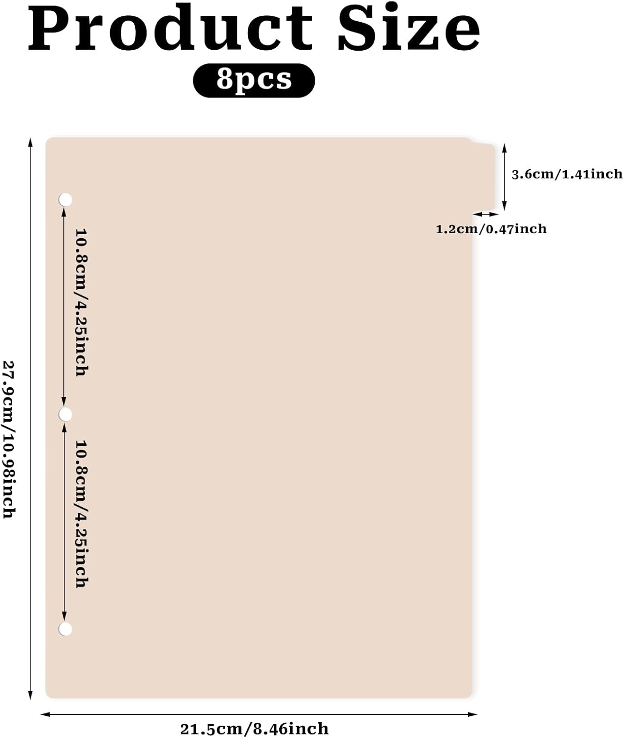 3 Ring Orange Binder Dividers with 8-Tabs, A4 Binder Dividers, Sturdy Plastic Divider, Aesthetic Divider for Binders, Suitable for Notebooks and Binders, 3 Hole Punch (Orange)