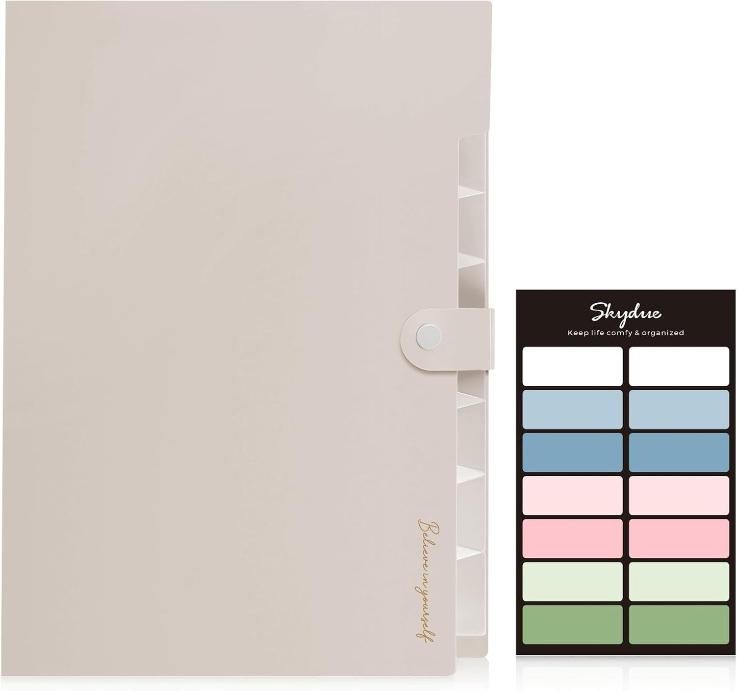 SKYDUE Expanding File Organizer with 8 Pockets, Accordion File Folders with Labels, Portable Document Paper Bill Receipt Organizer, Home College School Office Supplies, Letter Size,MilkTeaBrow
