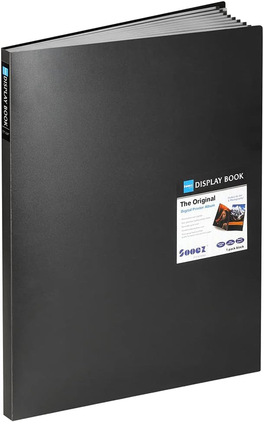Sooez Heavy Duty Binder with Plastic Sleeves 18"x24", Portfolio Folder with 30 Clear Sheet Protectors, Display 60 Pages, Presentation Book for Artwork, Sheet Music, Document