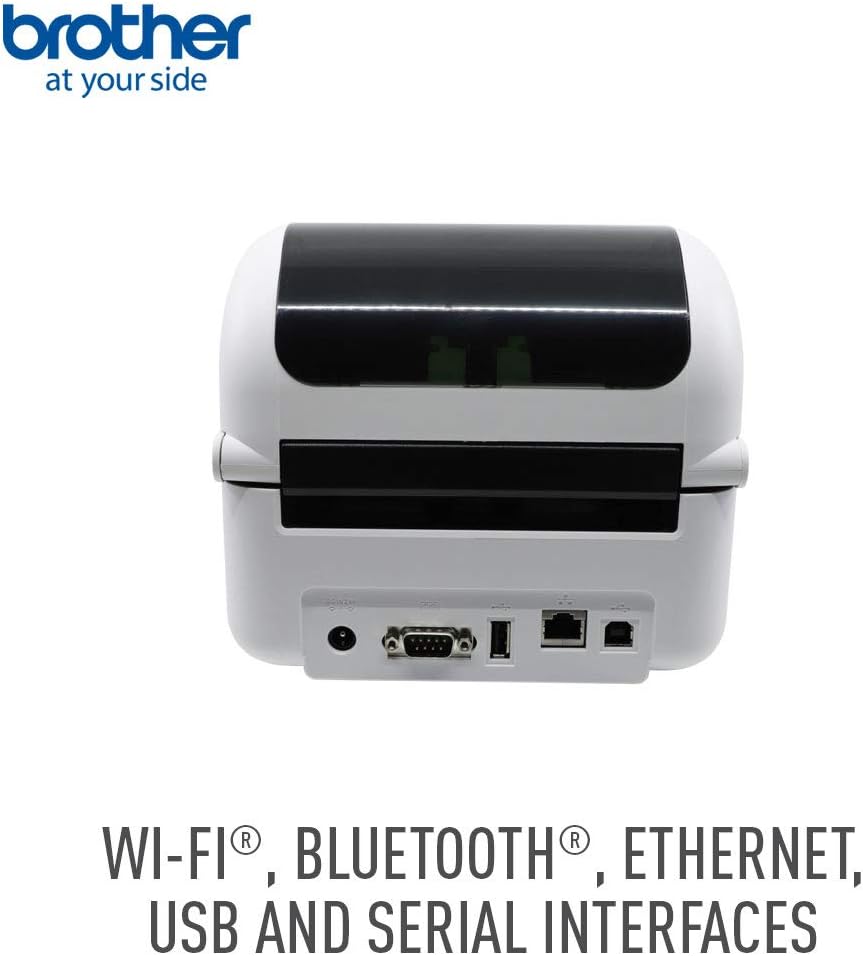 Brother TD-4550DNWB 4-inch Thermal Desktop Barcode and Label Printer, for Labels, Barcodes, Receipts and Tags, 300 dpi, 6 IPS, Standard USB and Serial, Ethernet LAN, Built-in Wi-Fi and Bluetooth,White