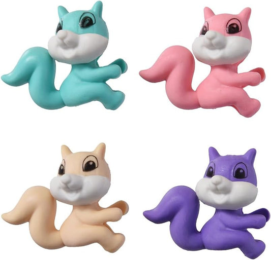 20 Pack Squirrel Pencil Top Erasers for Kids, 3D Animal Erasers for Boys and Girls, Fun Take Apart Erasers for School Supplies Prize Gifts Party Favors
