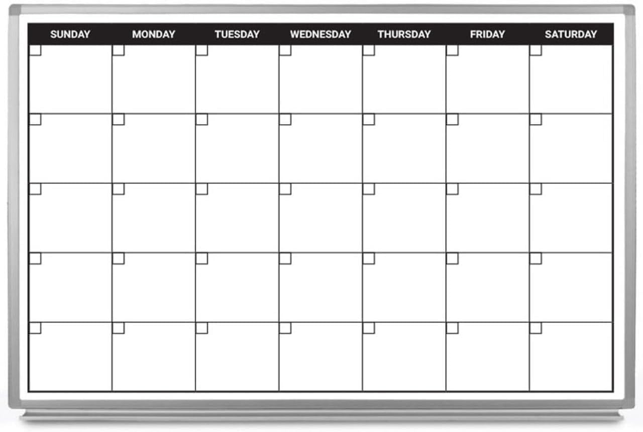 Month Calendar Dry-Erase Scheduling Whiteboard 60" x 40"
