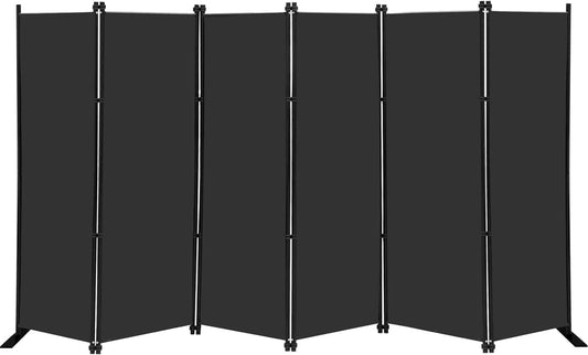 MAYOLIAH 6 Panel Folding Privacy Screen 9ft Wide, 6ft Tall Partition Room Divider Portable Office Walls Dividers, Black