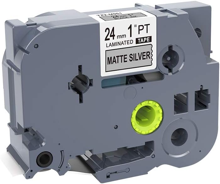 1PK Black on Matt Silver Standard Laminated Label Tape Compatible for Brother P-Touch TZe-M951 TZM951 TZeM951(24mm x 8m)