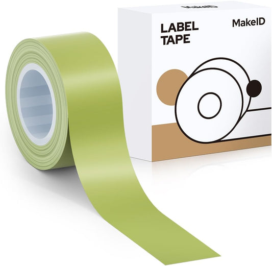 MakeID E1 Q1 Label Maker Tape Refills, 16mm x 4m (0.63" x 13') Continuous Sticker Thermal Laminated Waterproof Self-Adhesive Multipurpose Labeling Tape Replacement