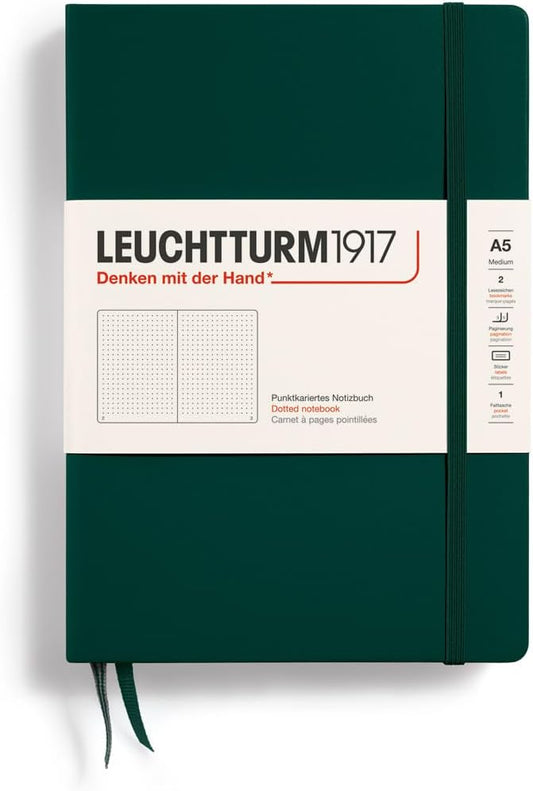 LEUCHTTURM1917 - Notebook Hardcover Medium A5-251 Numbered Pages for Writing and Journaling (Forest Green, Dotted)