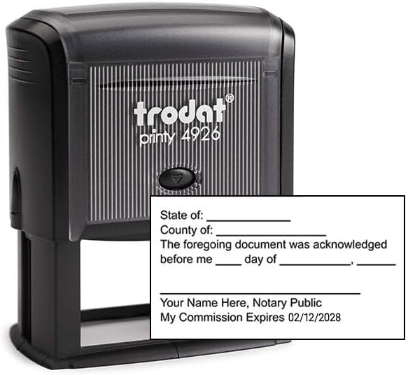 Generic Notary Acknowledgement Stamp | Official State Notary Stamp | Official Seals | Meets State Specifications (Acknowledgement Stamp, Rectangular Stamp)