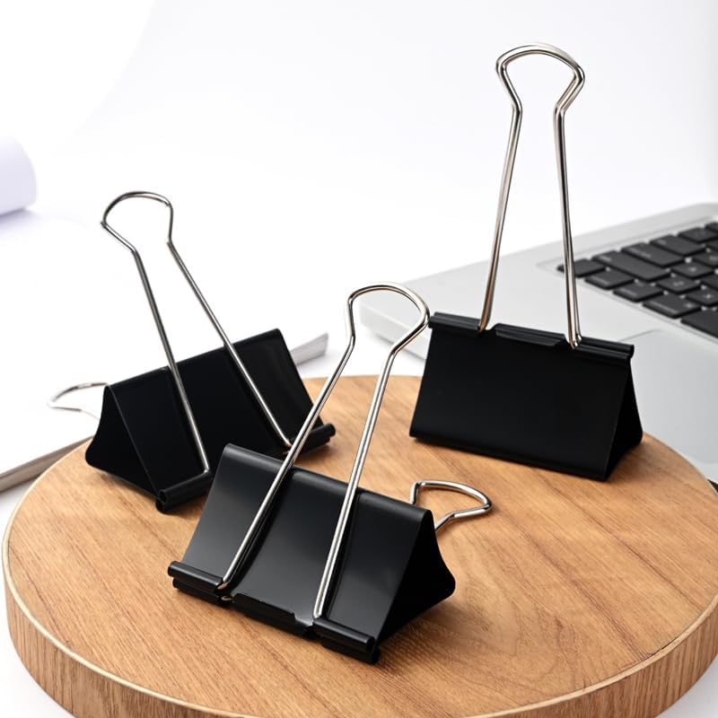Extra Large Binder Clips 3 inch super big Binder Clips 6 Pack Big Metal Paper Clamps Black (3 Inch)