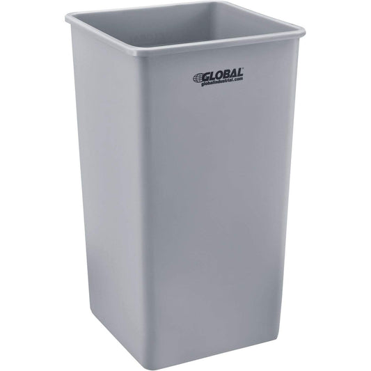Global Industrial Square Plastic Garbage Can, Open Top, 55 Gallon Capacity, Indoor/Outdoor Rated, 19-1/2"W x 19-1/2"D x 34"H, Utility Trash Can, No Lid, Gray