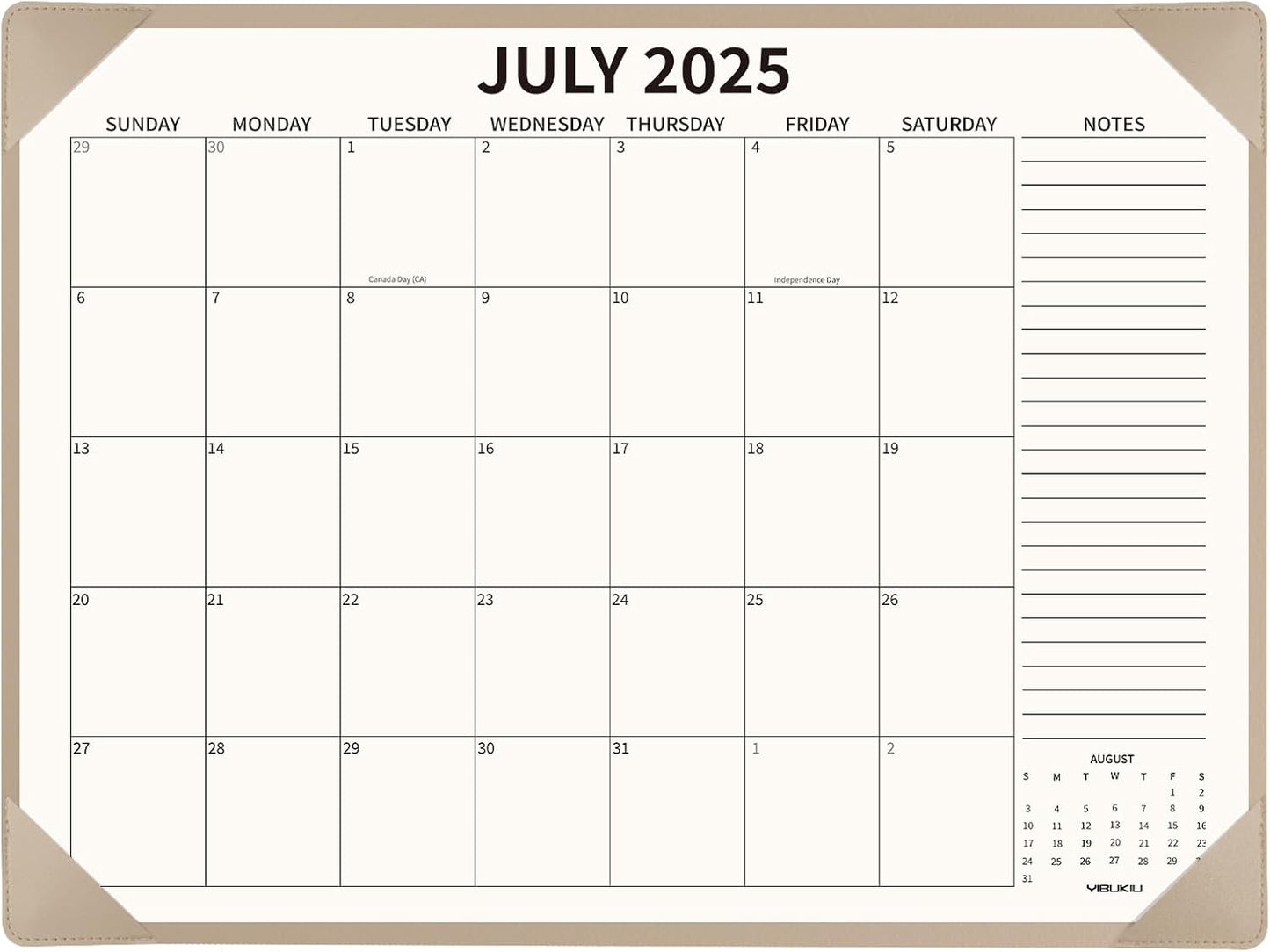 Desk Calendar 2025-2026 Large 22x17, July 2025-December 2026, 18 Months Big Desk Pad Calendar with Desktop Mat and Plastic Cover for Home Office School Planning, Apricot