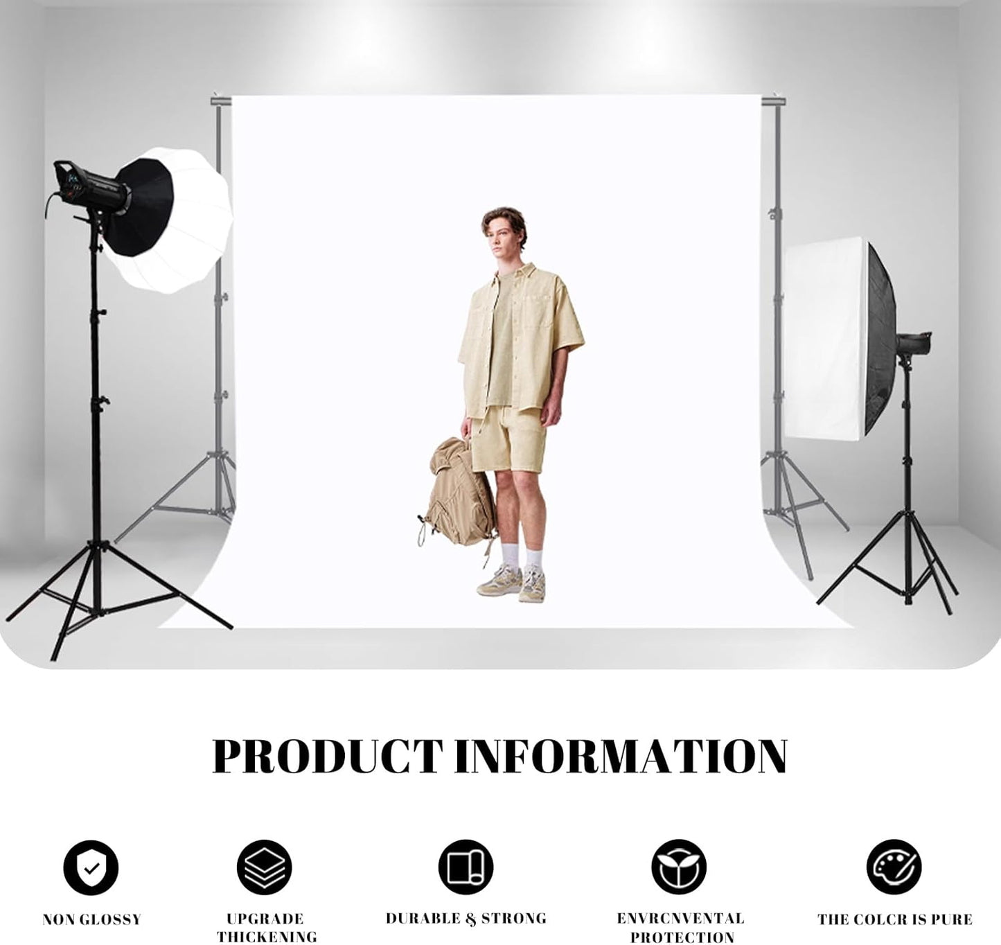 BEIYANG 10 X10 FT White Backdrop Screen for Photography, Background Cloth for Soft Light, White Backdrop Curtain for Portrait Product Photoshoot Screen Video Recording Parties