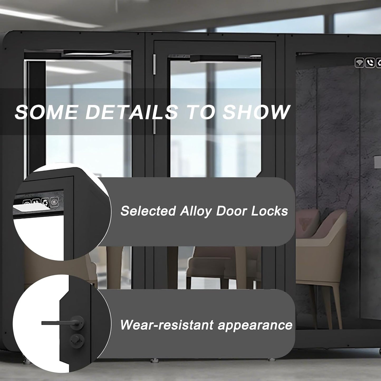 Office Sound Booth with Audio Privacy - Large Soundproof Room with Pulleys and Feet,Soundproof Room with Light,Ventilation,Socket for Meetings,Report Presentations (Black)