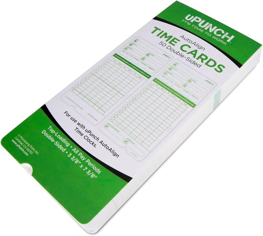 uPunch Time Clock Cards Hn3000, Two Sides, 7.37 X 3.37, 50/Pack