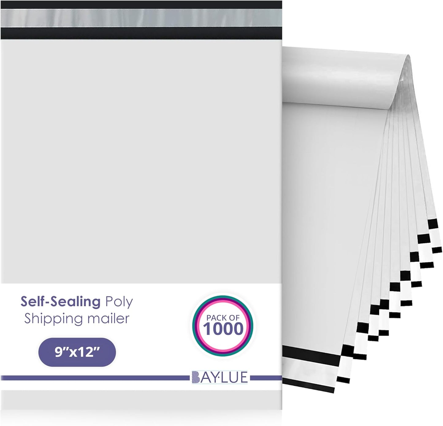 White Poly Mailers 9x12 Inch | Strong Adhesive Self-Seal mailer Bags | Tamper, Tear, Water Resistant Shipping Envelopes | Thick Strong Material Polymailer Bags Clothing Bag | 1000 Pack Bulk