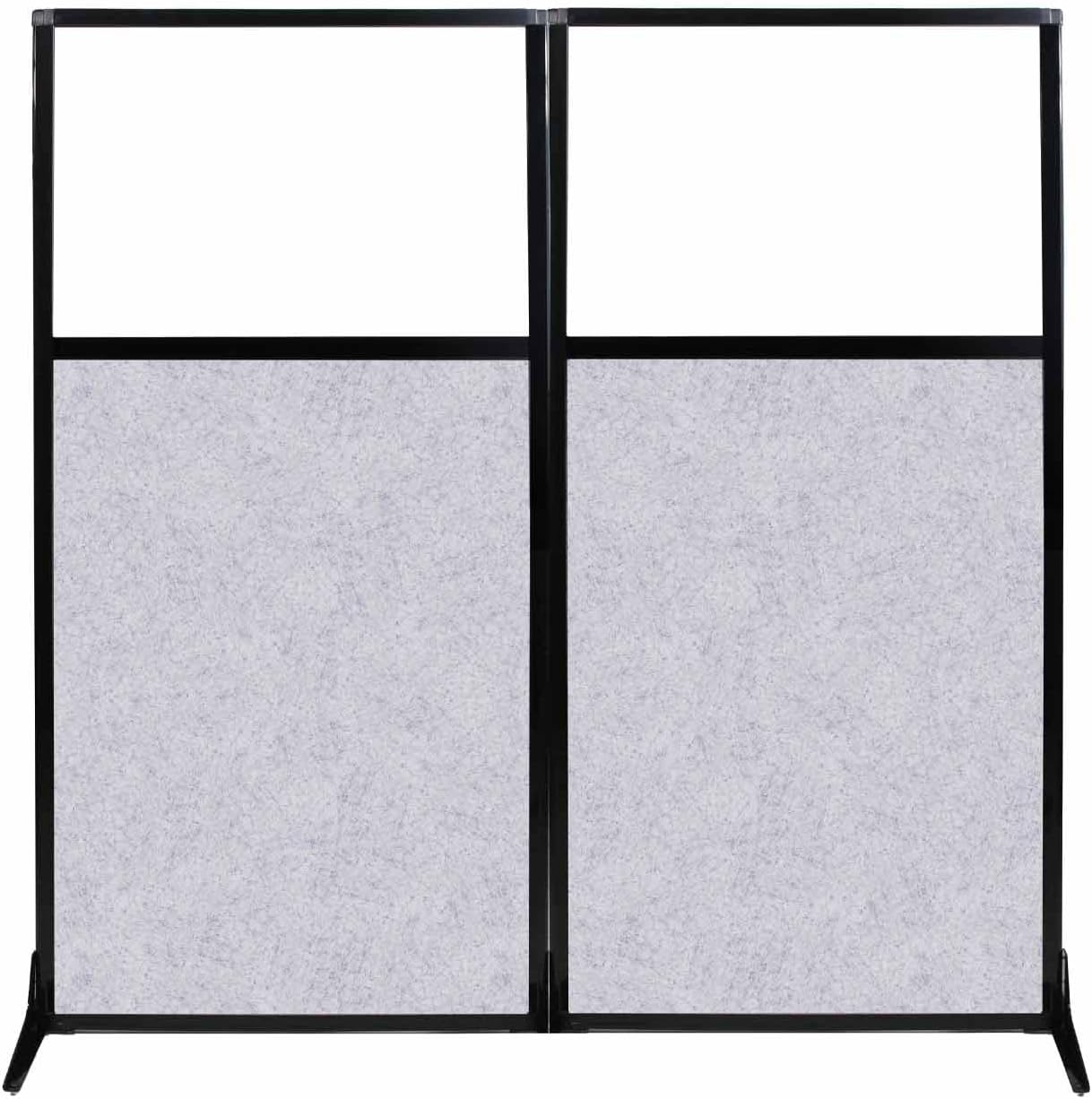 Versare Office Workstation Screen | Portable Wall Divider | Modern Cubicle | Freestanding Privacy Screen | Flexible Work Space | 2 Panels | 66" Wide x 70" Tall Marble Gray SoundSorb Panels With Window