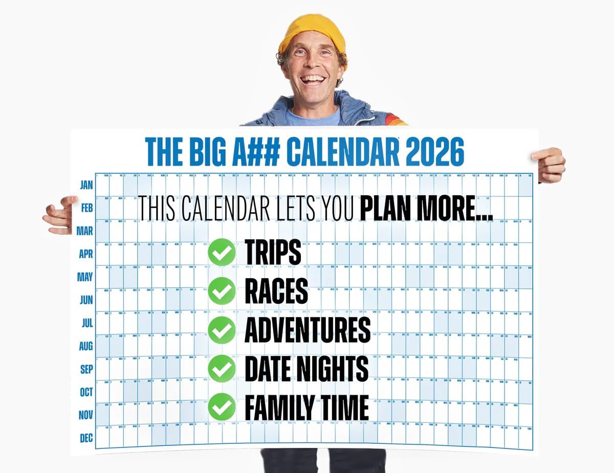The Big A## Calendar Yearly Wall Planner – January to December Dry-Erase – Includes 1 Marker & 100 Labels – Lightweight, Easy to Hang Yearly Planner – Plan Goals & Adventures – Pink, 4’x3’