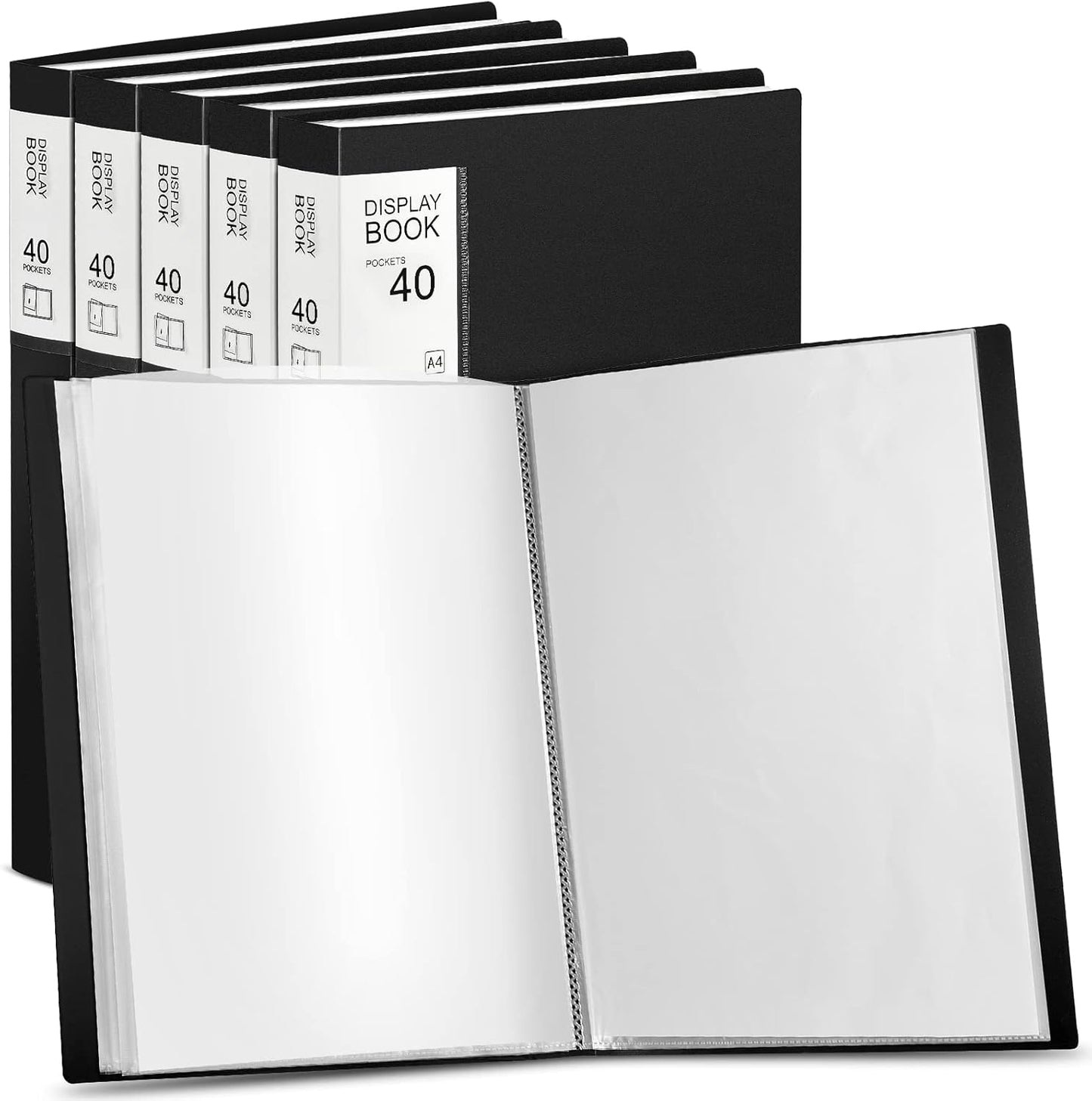 Marspark 6 Pcs Binder with Plastic Sleeves Large 8.5" x 11" Display Presentation Book 40 Pocket 80 Pages Art Portfolio Folder Clear Sheet Protector for Photo Document (Black)