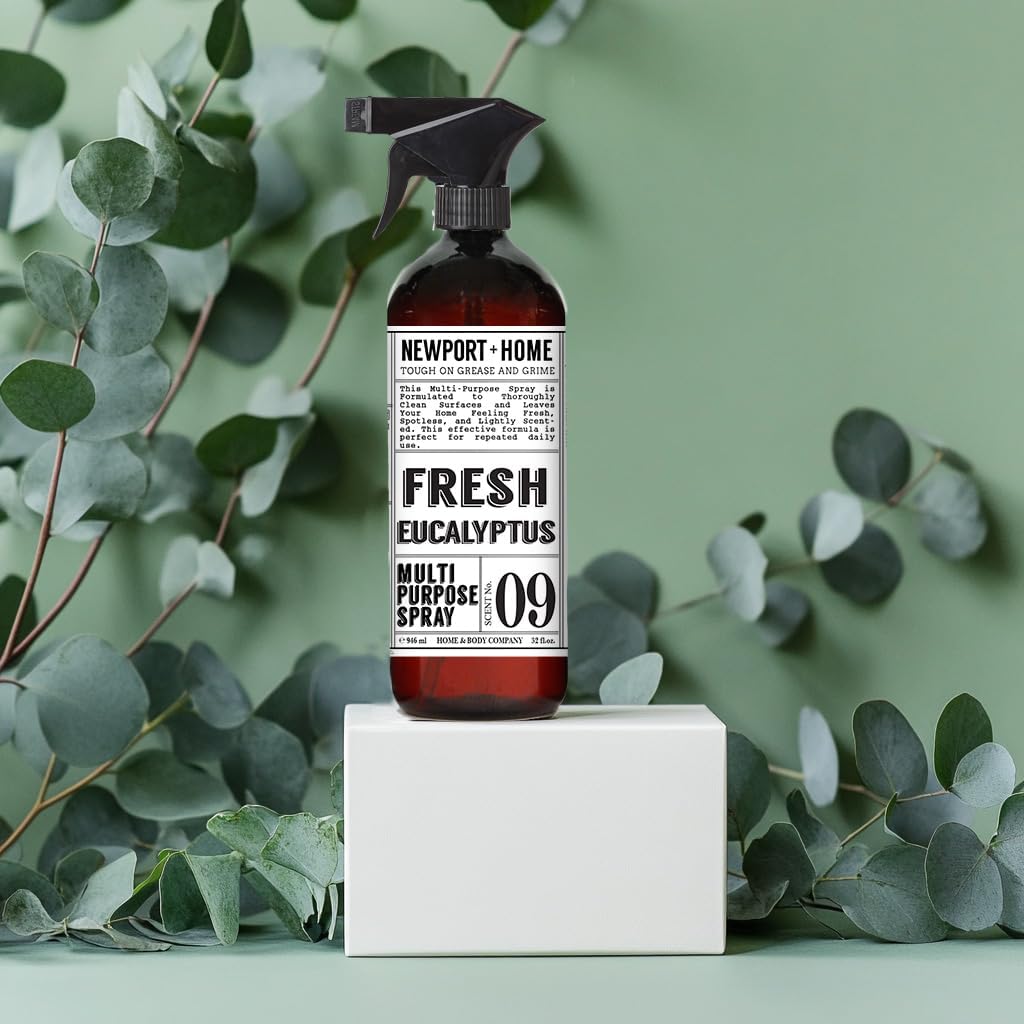 Newport + Home Multi-Purpose Spray, Meyer Lemon & Fresh Eucalyptus Scents, Tough on Grease and Grime, 32 fl oz, Set of 4