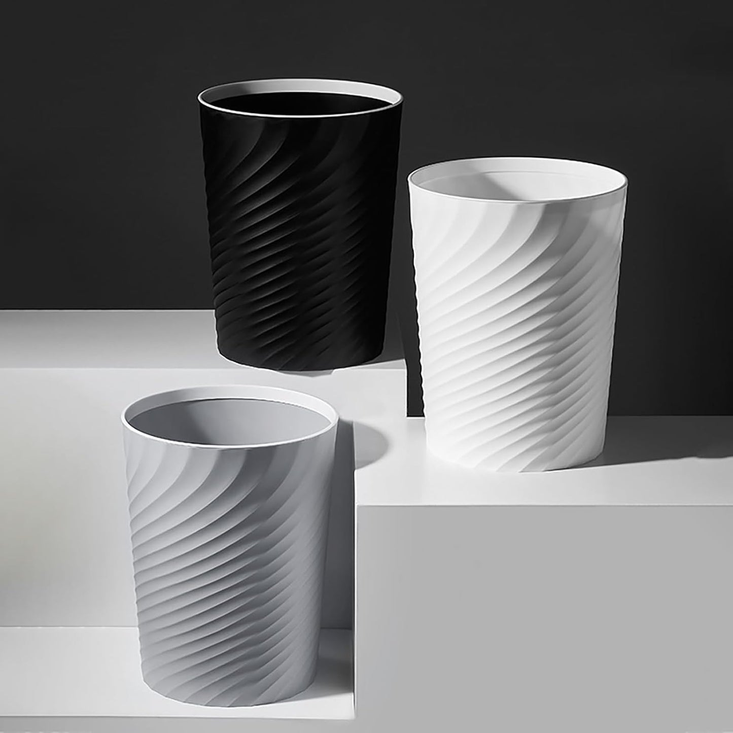 Bathroom Trash Can 1.8 Gallon Waste Basket 2 Pack Small Garbage Can for Toilet Office Bedroom, White