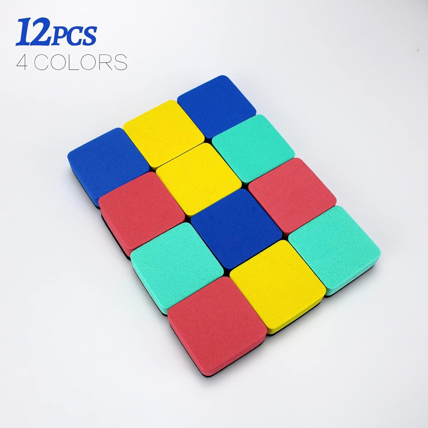 Dry Erase Eraser,12 Pack Magnetic Whiteboard Erasers,Small Dry Erase Board Erasers for Classroom, Home, and Office(12pcs-Square)