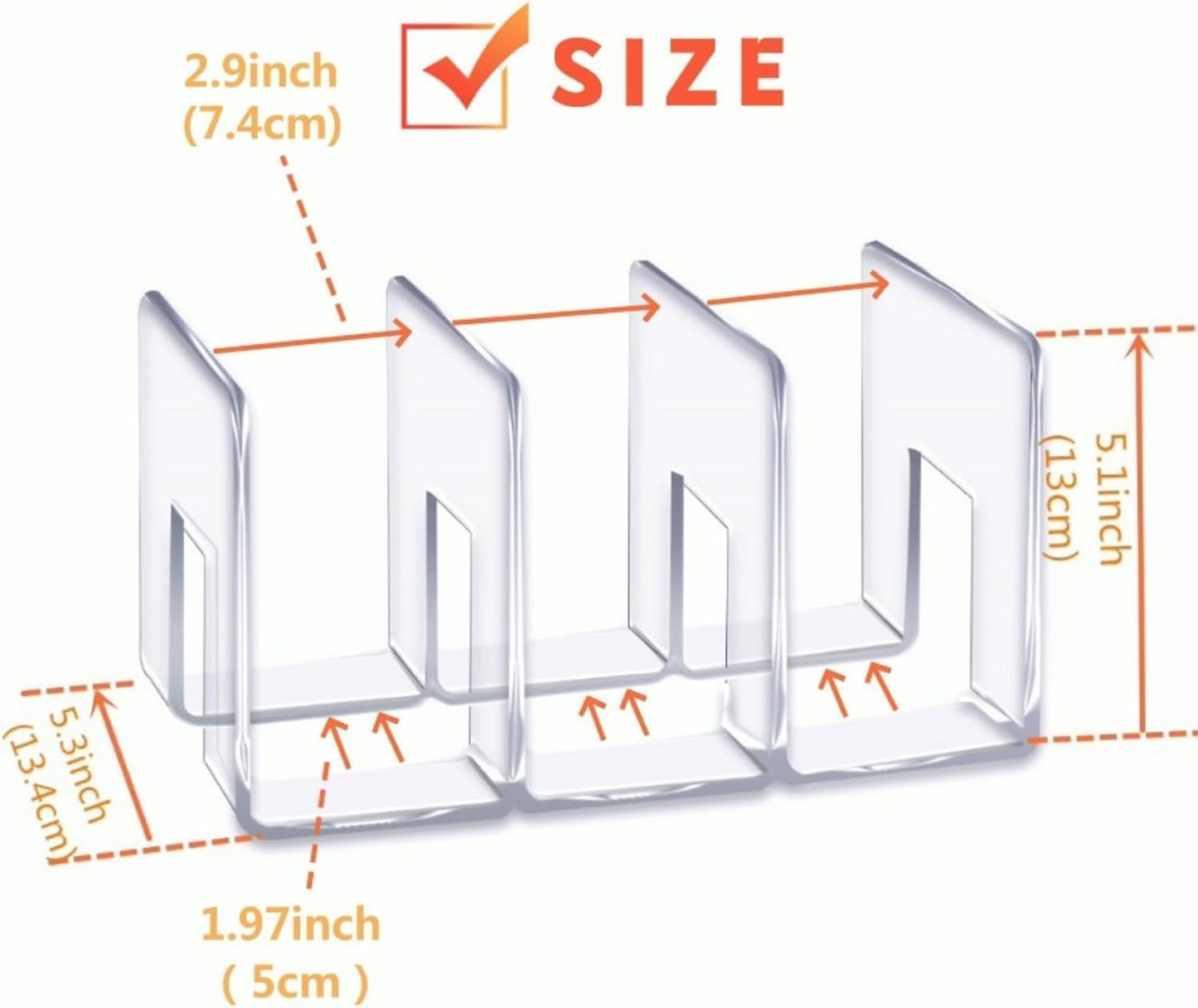 YAGELI Clear Acrylic Purse/Handbag Organizer - 3 Sections Divider for Closet Storage - Sturdy Organizer Rack for Purses, Handbags, and Clutches(2Pack-3Sections)